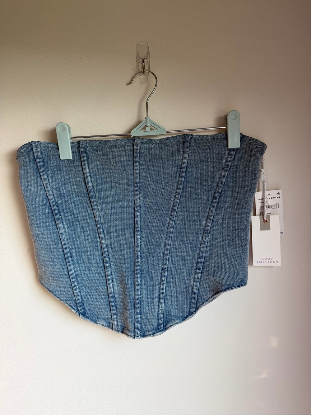Good American Light Blue Denim Corset Top